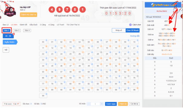 Hướng dẫn cược Xổ Số VIP tại SODO66 10 Bảng mẫu Lô Xiên 2 - xổ số Hà Nội VIP