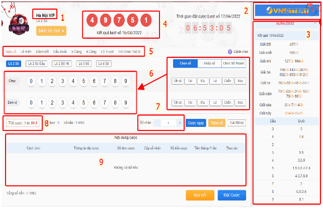 Hướng dẫn cược Xổ Số VIP tại SODO66 4 thuyết minh giao diện xố số VIP SODO66